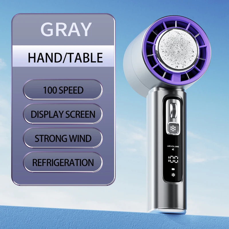 2024 New Semiconductor Refrigeration High-speed Handheld Electric Fan 4000mAh USB Portable Rechargeable Outdoor Small Fan